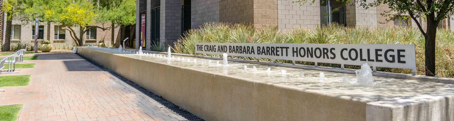 Barrett, The Honors College fountain in front of Tempe complex