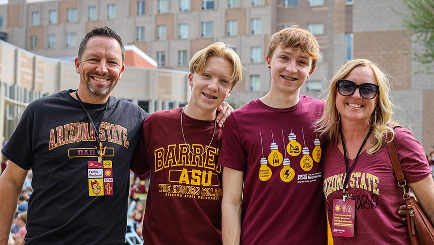 Barrett family exterior on the Tempe campus lawn