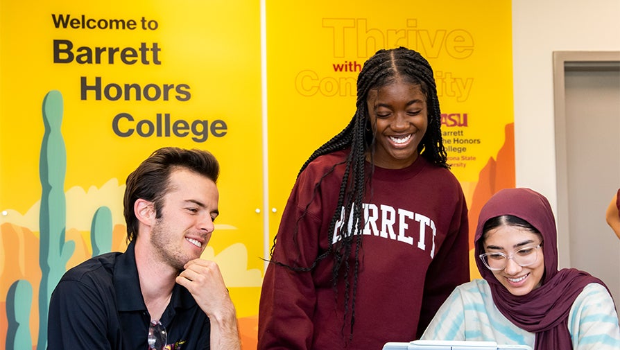 Several Barrett students having a discussion